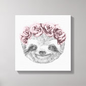 Portrait von Sloth | Blumenkopfkranz Leinwanddruck (Vorderseite)