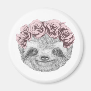 Portrait von Sloth   Blumenkopfkranz Magnet