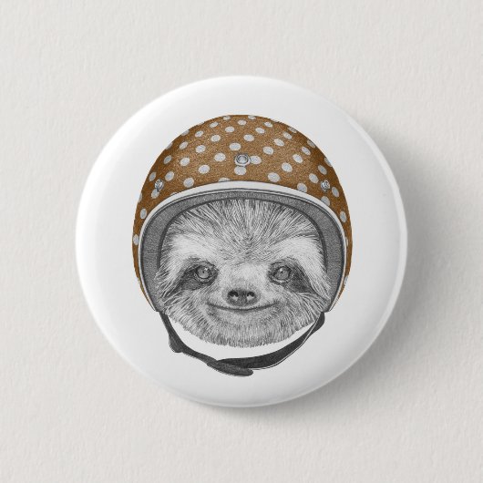 Portrait von Sloth| Motorradhelm Button (Vorderseite)