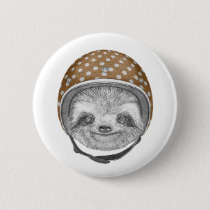Portrait von Sloth Motorradhelm Button