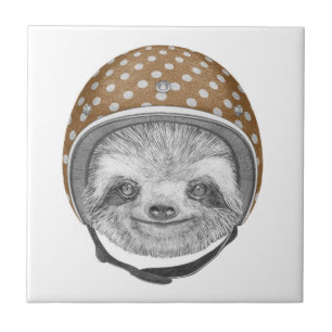 Portrait von Sloth  Motorradhelm Fliese