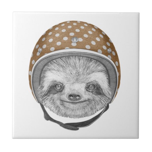 Portrait von Sloth| Motorradhelm Fliese (Vorderseite)