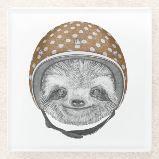 Portrait von Sloth| Motorradhelm Glasuntersetzer (Vorderseite)