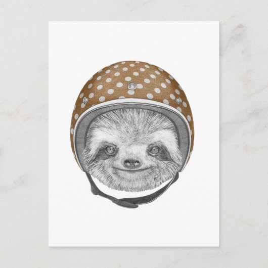 Portrait von Sloth | Motorradhelm Postkarte (Vorderseite)