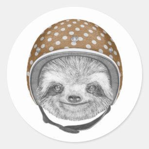 Portrait von Sloth   Motorradhelm Runder Aufkleber