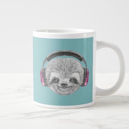 Portrait von Sloth| Tragen von Kopfhörern Jumbo-Tasse (Rechts)