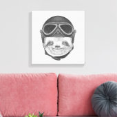 Portrait von Sloth | Vintag Helm Leinwanddruck (Insitu (Wohnzimmer))