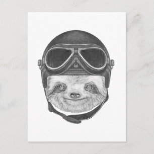 Portrait von Sloth Vintag Helm Postkarte