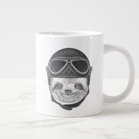 Portrait von Sloth| Vintager Helm Jumbo-Tasse (Rechts)