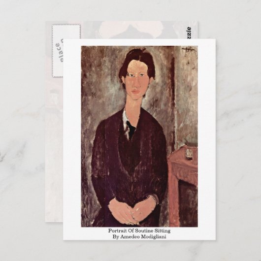 Portrait von Soutine durch Amedeo Modigliani Postkarte (Vorne/Hinten)