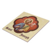 Portrait von St. Joseph in einer Oktofolie (TF 02) Fliese (Seite)