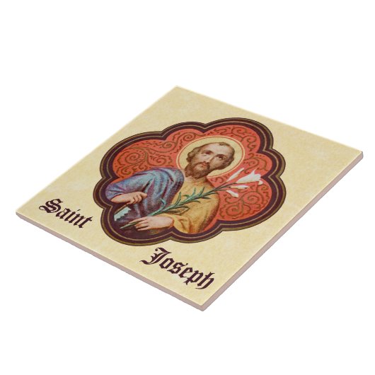 Portrait von St. Joseph in einer Oktofolie (TF 02) Fliese (Seite)