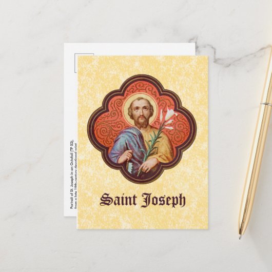 Portrait von St. Joseph in einer Oktofolie (TF 02) Postkarte (Vorderseite/Rückseite Beispiel)