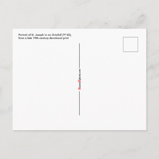 Portrait von St. Joseph in einer Oktofolie (TF 02) Postkarte (Rückseite)