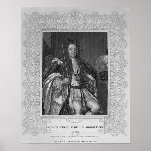 Portrait von Sydney, Erster Earl of Godolphin Poster (Vorne)