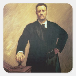 Portrait von Theodore Roosevelt Quadratischer Aufkleber