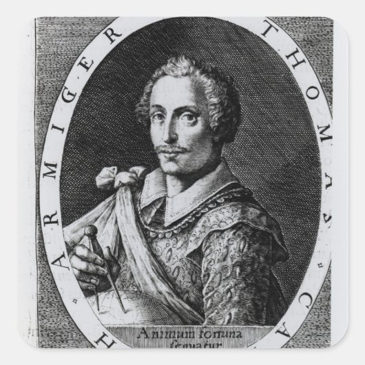 Portrait von Thomas Cavendish Quadratischer Aufkleber (Vorderseite)