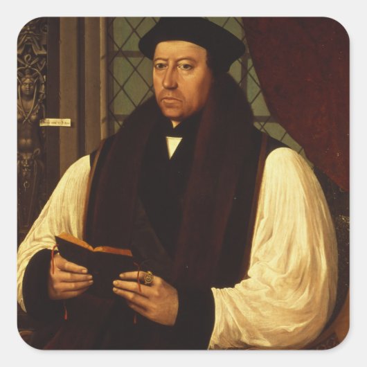 Portrait von Thomas Cranmer 1546 Quadratischer Aufkleber (Vorderseite)