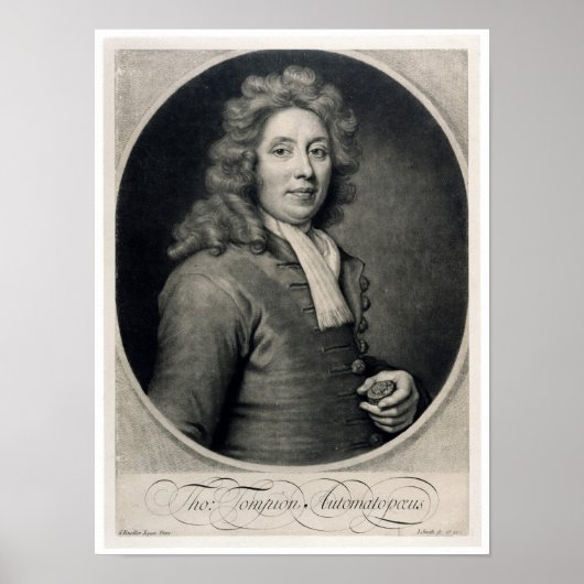 Portrait von Thomas Tompion, eingraviert von John Poster (Vorne)