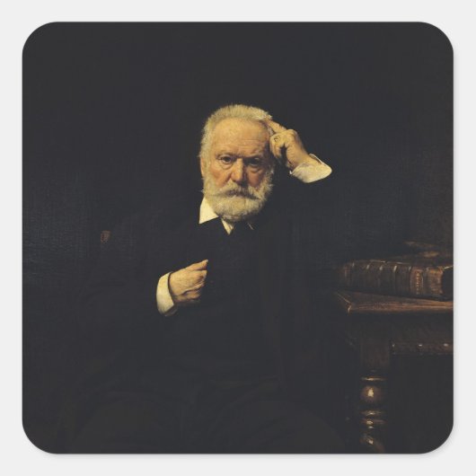 Portrait von Victor Hugo 1879 Quadratischer Aufkleber (Vorderseite)