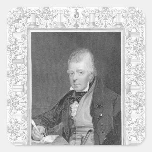 Portrait von Walter Scott Quadratischer Aufkleber