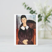 Portrait von weißem Collar, Modigliani Postkarte (Stehend Vorderseite)
