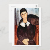 Portrait von weißem Collar, Modigliani Postkarte (Vorne/Hinten)