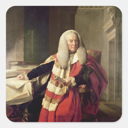 Portrait von William Murray Quadratischer Aufkleber (Vorderseite)