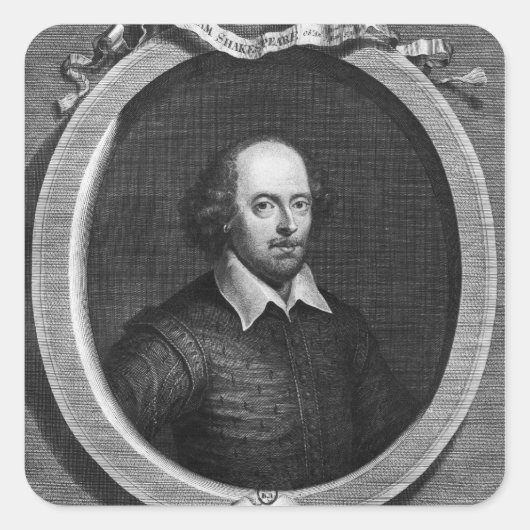 Portrait von William Shakespeare 1719 Quadratischer Aufkleber (Vorderseite)