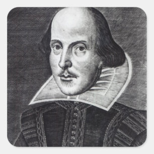 Portrait von William Shakespeare Quadratischer Aufkleber