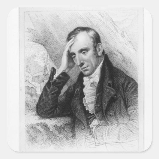 Portrait von William Wordsworth Quadratischer Aufkleber (Vorderseite)