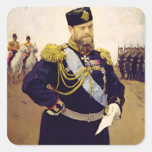 Portrait von Zar Alexander III, 1900 Quadratischer Aufkleber