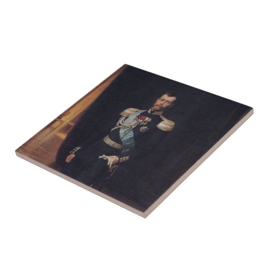 Portrait von Zar Nicholas II (von Albert Edelfelt) Fliese (Seite)