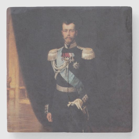 Portrait von Zar Nicholas II (von Albert Edelfelt) Steinuntersetzer (Vorderseite)