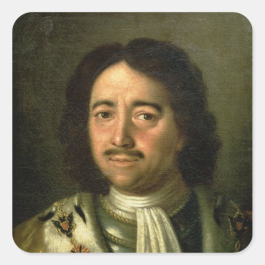 Portrait von Zar Peter I. vom Großen 1772 Quadratischer Aufkleber (Vorderseite)