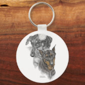 Portrait von zwei Dobermans für Schlüssel Schlüsselanhänger (Vorderseite)
