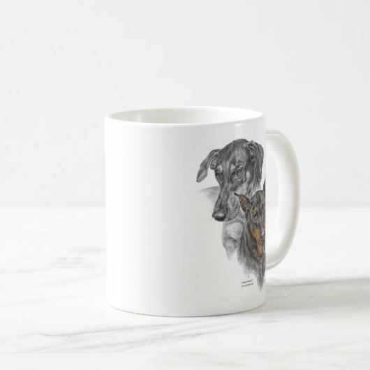 Portrait von zwei Dobermans Kaffeetasse (VorderseiteRechts)