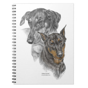 Portrait von zwei Dobermans Notizblock
