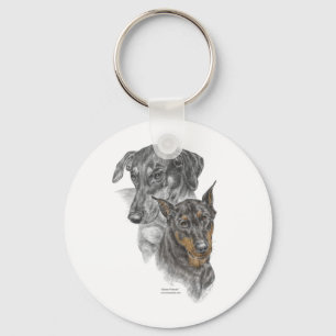 Portrait von zwei Dobermans Schlüsselanhänger
