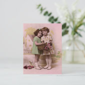 Portrait von zwei jungen französischen Mädchen Postkarte (Stehend Vorderseite)