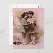 Portrait von zwei jungen französischen Mädchen Postkarte (Vorne/Hinten)