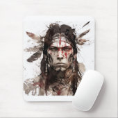 Portrait Warrior-Malerei eines Amerikanischen Urei Mousepad (Mit Mouse)