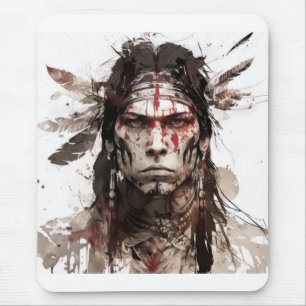 Portrait Warrior-Malerei eines Amerikanischen Urei Mousepad