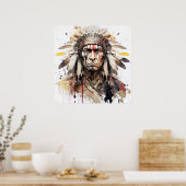 Portrait Warrior-Malerei eines Amerikanischen Urei Poster (Küche)