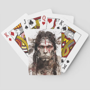 Portrait Warrior-Malerei eines Amerikanischen Urei Spielkarten