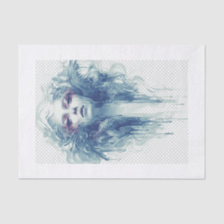 Portrait Watercolor-Malerei von Frauen, hellgrau Seidenpapier