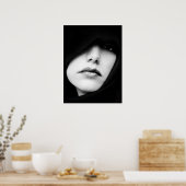 Portrait, Woman, Mysterious, Black and White Poster (Küche)