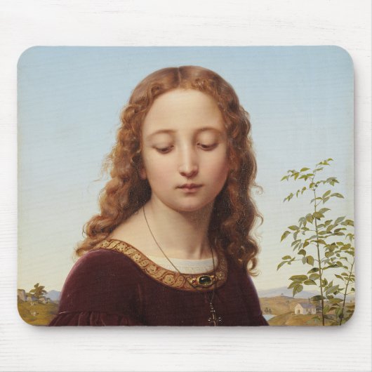 Portrait Young Woman Ernst Deger Gemälde Canv Mousepad (Vorne)