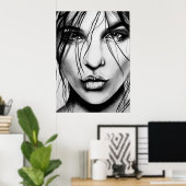 Portrait zeichnend Kunstdruck Poster (Heimbüro)