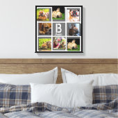 Portraitcollage Monogramm personalisiert grau Leinwanddruck (Insitu (Schlafzimmer))